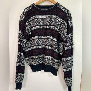 Vintage 90s Sweater Pullover Men’s Size M Multicolor Knit Long Sleeve Crewneck